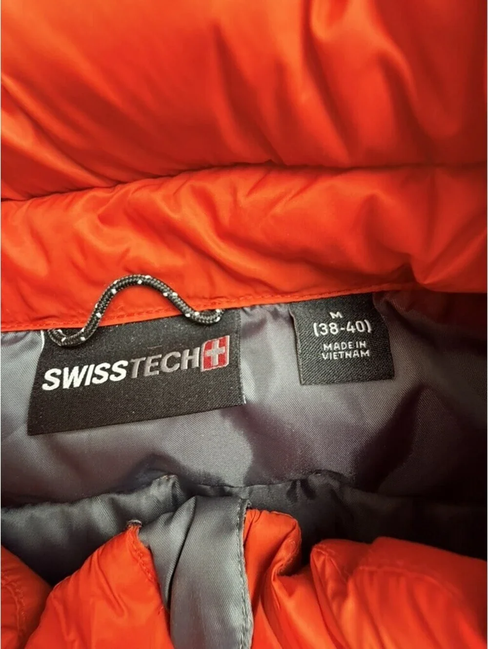 SWISSTECH Mens Puffer Vest M 38-40 Orange Full Zip Insulated Nylon Polyester